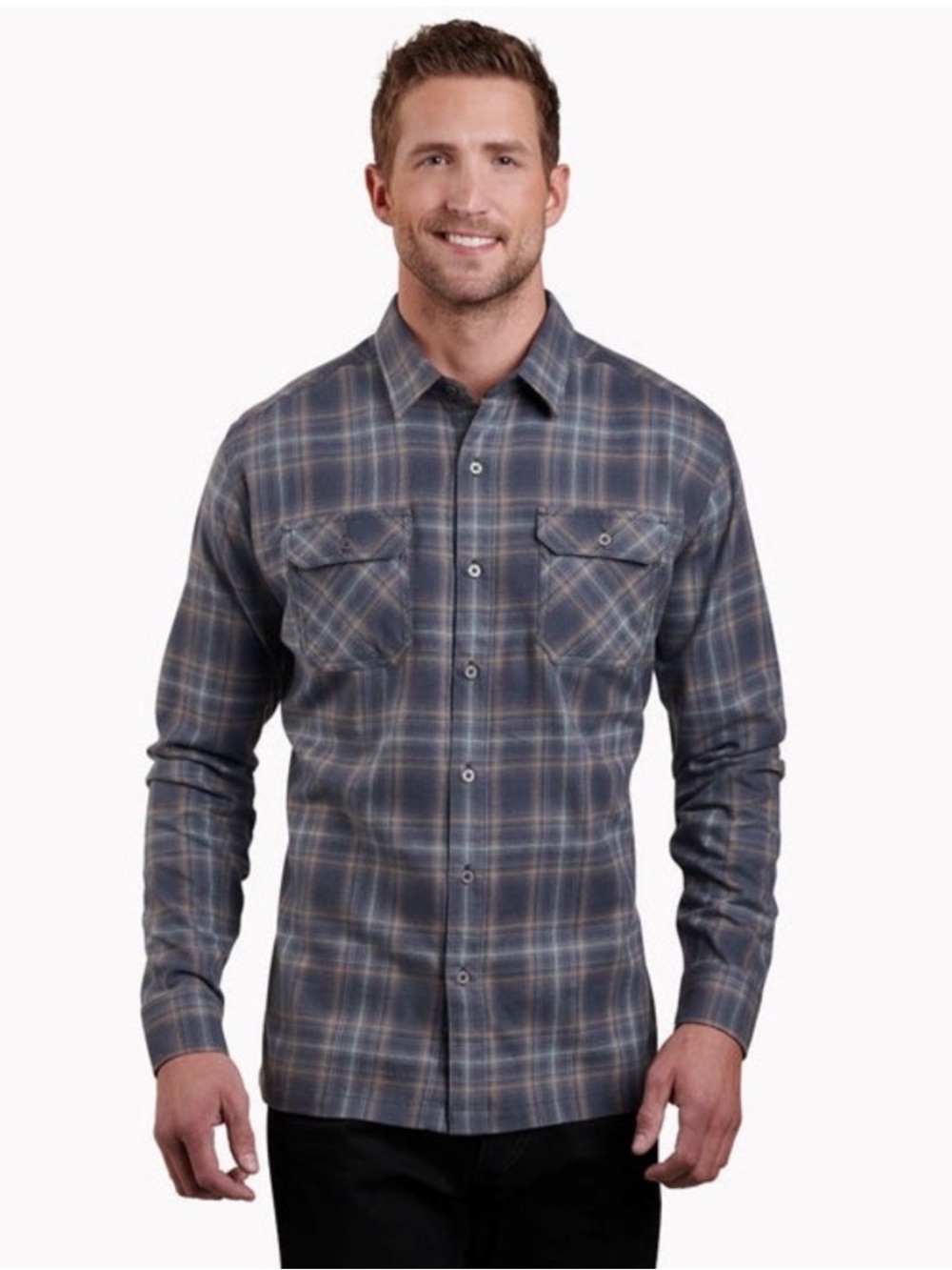 Kuhl Men's Dillinger Plaid Button-Down Shirt - Blue Gray